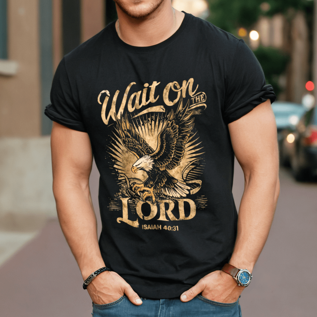 Wait on the Lord - Vintage Eagle T-Shirt